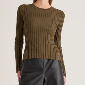 Quince Cotton Cashmere Ribbed Longsleeve Sweater
